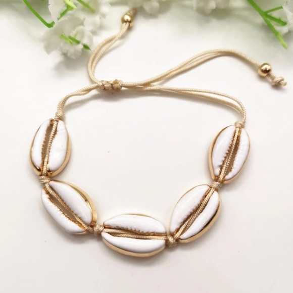 gallery_of_gems Jewelry - Cowrie Shell Gold Adjustable Arm Ankle Bracelet!